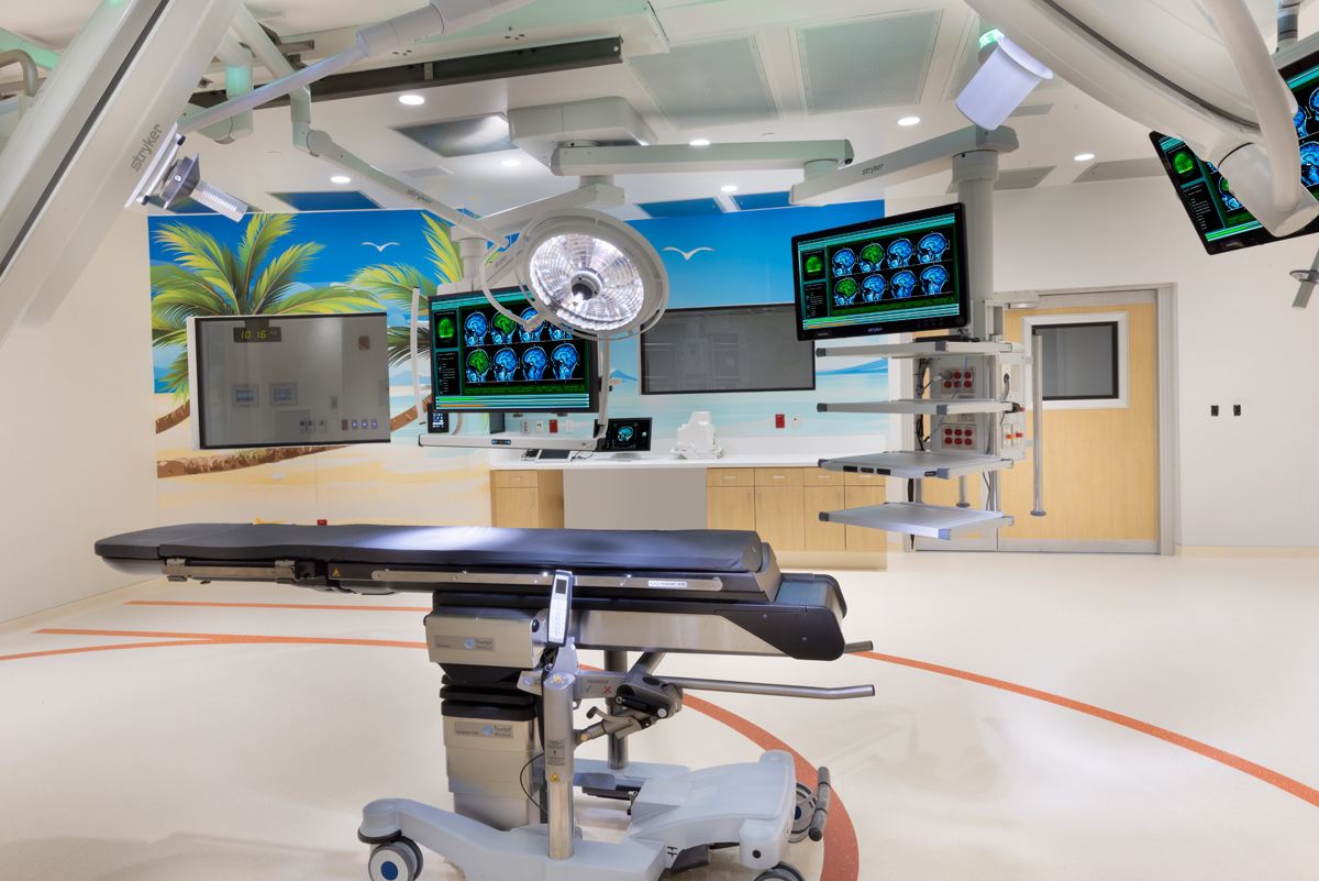Interior design view of Joe DiMaggio Children's Hospital operating room in Hollywood, FL